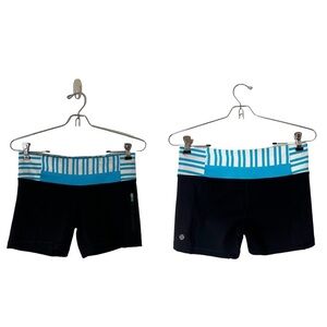 Lululemon Run - Fast Track Short (Black/Twin Stripe Spry Blue)